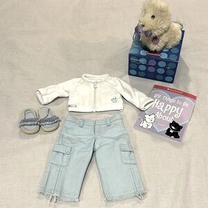LOT Retired COCONUT, Toy & Leash + FUN OUTFIT 2008-09 American Girl + Book 🦴🐾